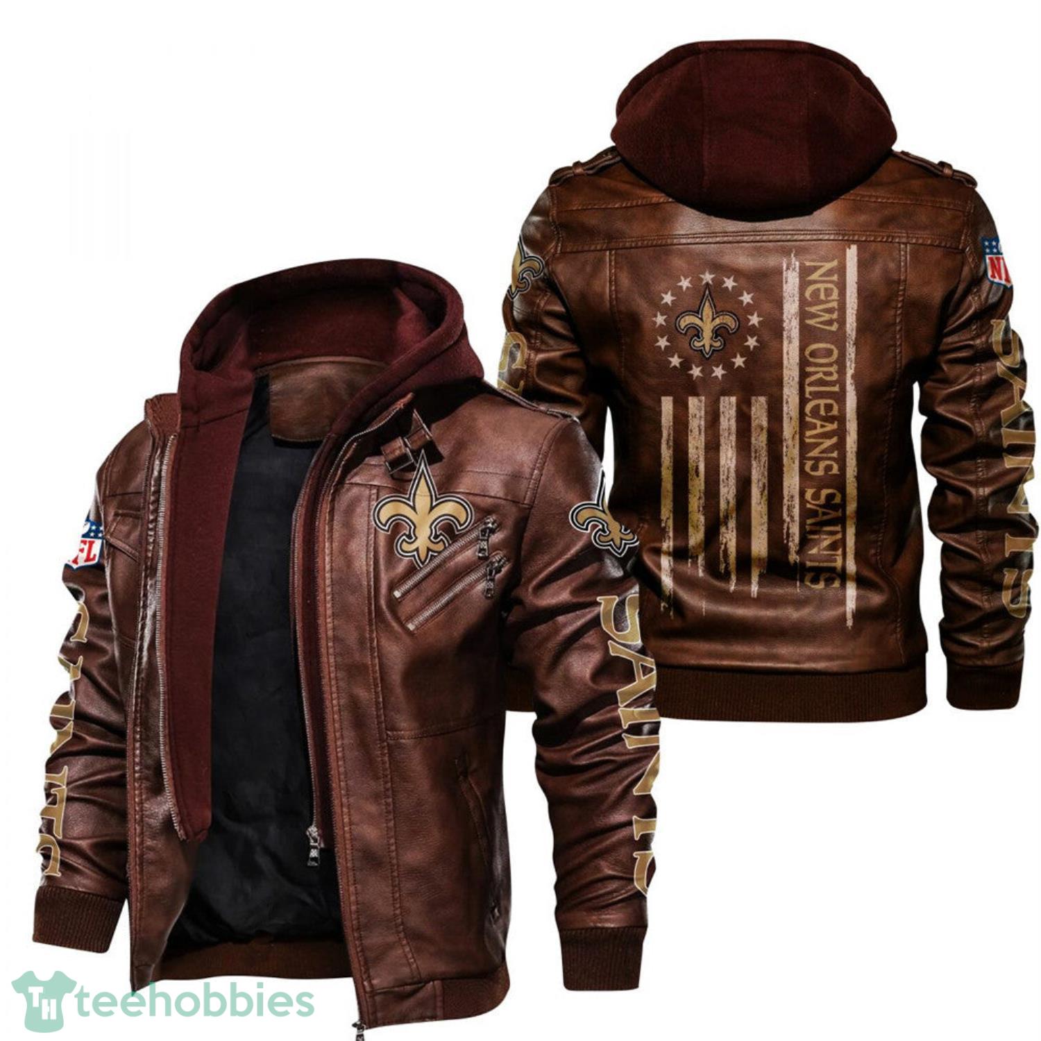 New Orleans Saints Flag Leather Jacket For Sport Fans Product Photo 1 New Orleans Saints Flag Leather Jacket For Sport Fans Product Photo 1