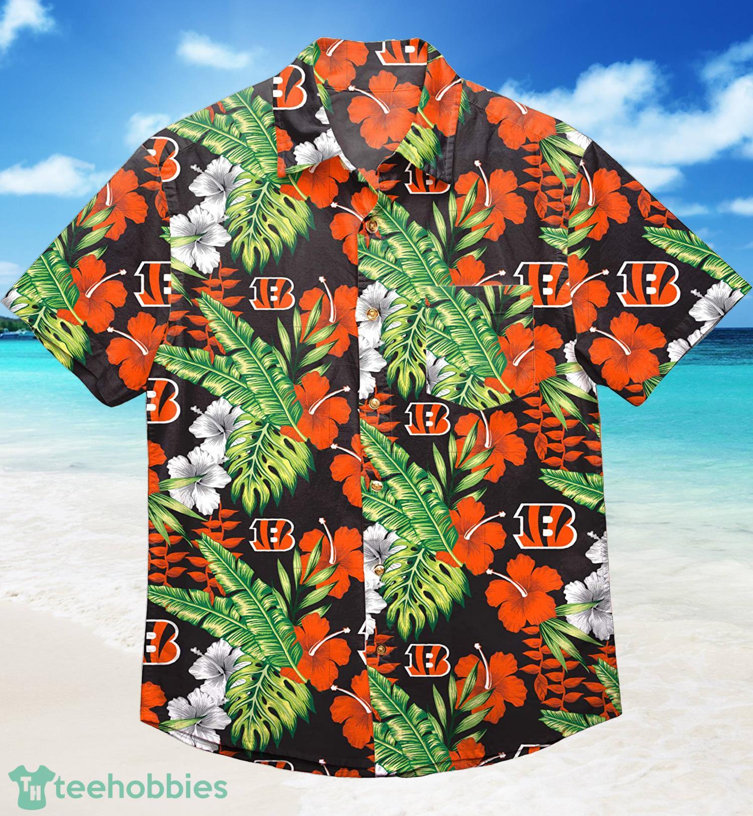 NFL Cincinnati Bengals Floral Tropical Pattern Short Sleeve Hawaiian Shirt-PhotoRoom Product Photo 1