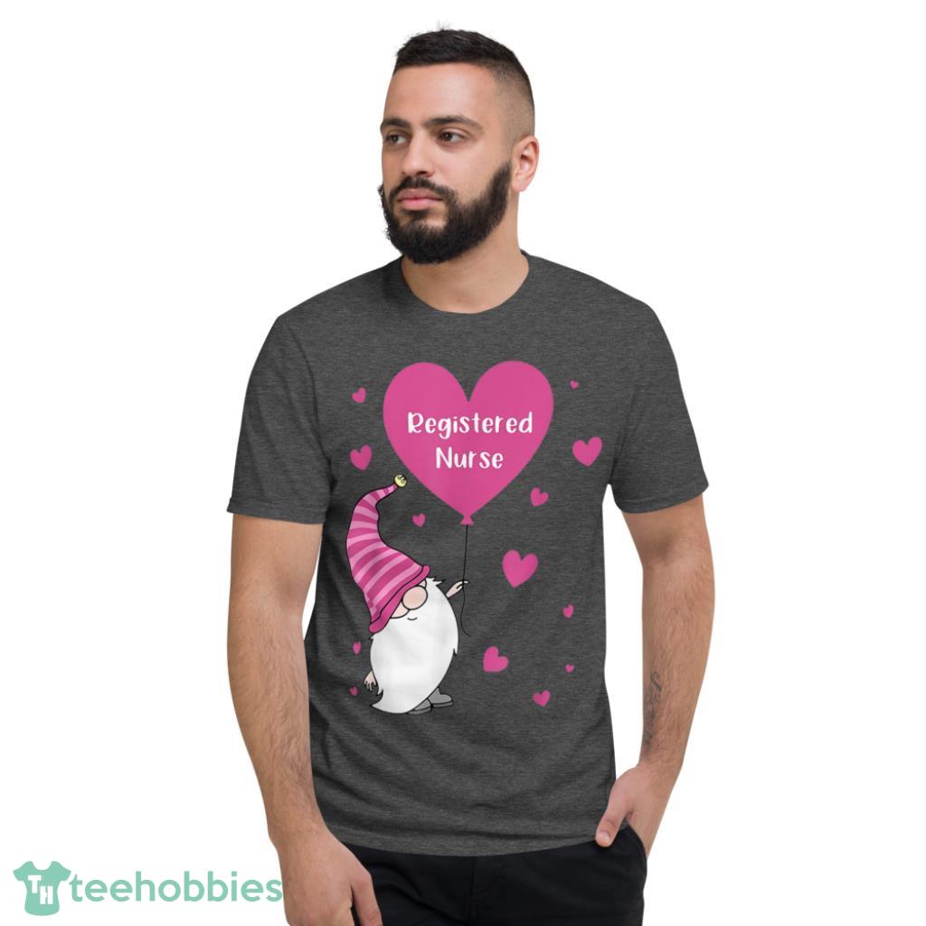 Nurse Valentine Gnome Nurse Heart Nursing Lover T-Shirt - Short Sleeve T-Shirt-1