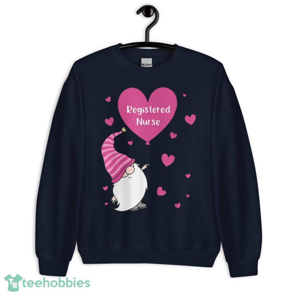 Nurse Valentine Gnome Nurse Heart Nursing Lover T-Shirt - Unisex Crewneck Sweatshirt-1