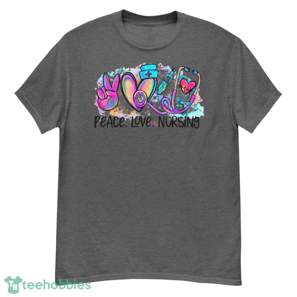 Nurse Valentines Day Peace Love Nursing Women Valentine T-Shirt - G500 Men’s Classic T-Shirt-1