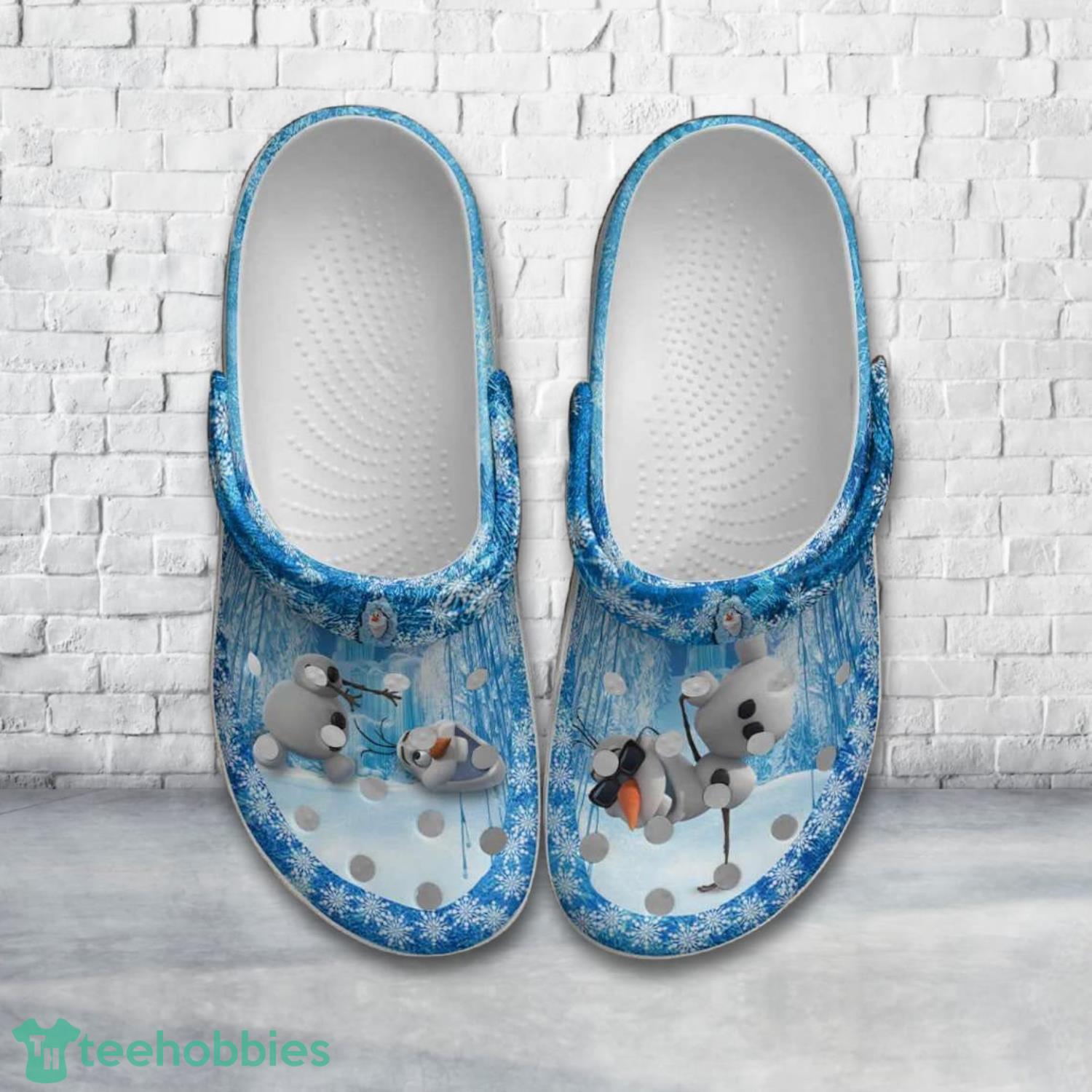 Olaf Frozen Full Print Blue White Disney Clog Shoes Product Photo 1