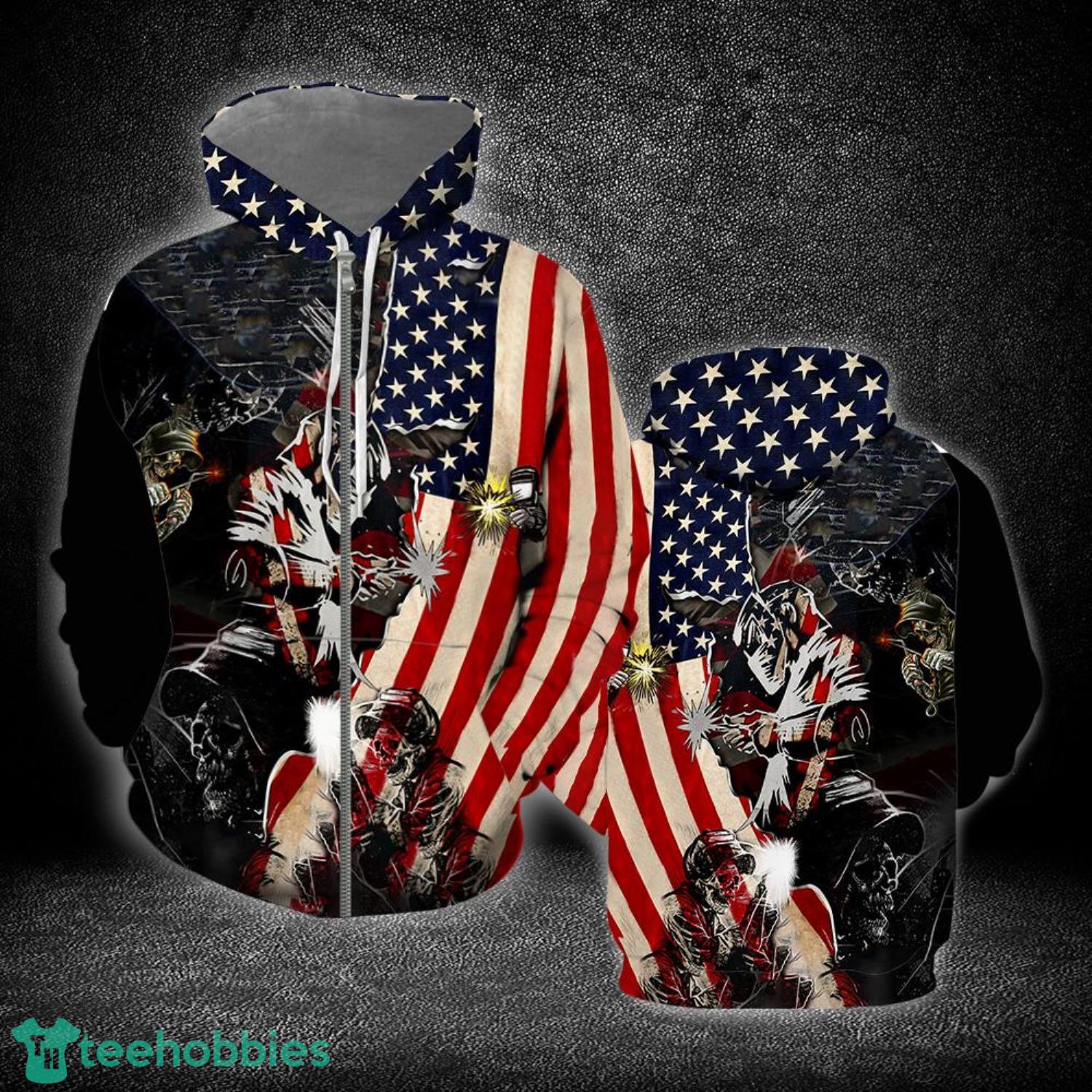 Patriotic Welder American Flag 3D Hoodie 3D Zip Hoodie Product Photo 2