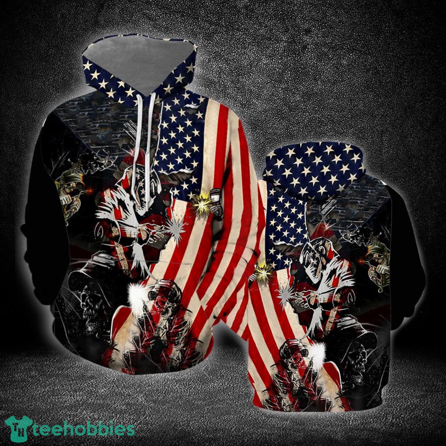 Patriotic Welder American Flag 3D Hoodie 3D Zip Hoodie Product Photo 1