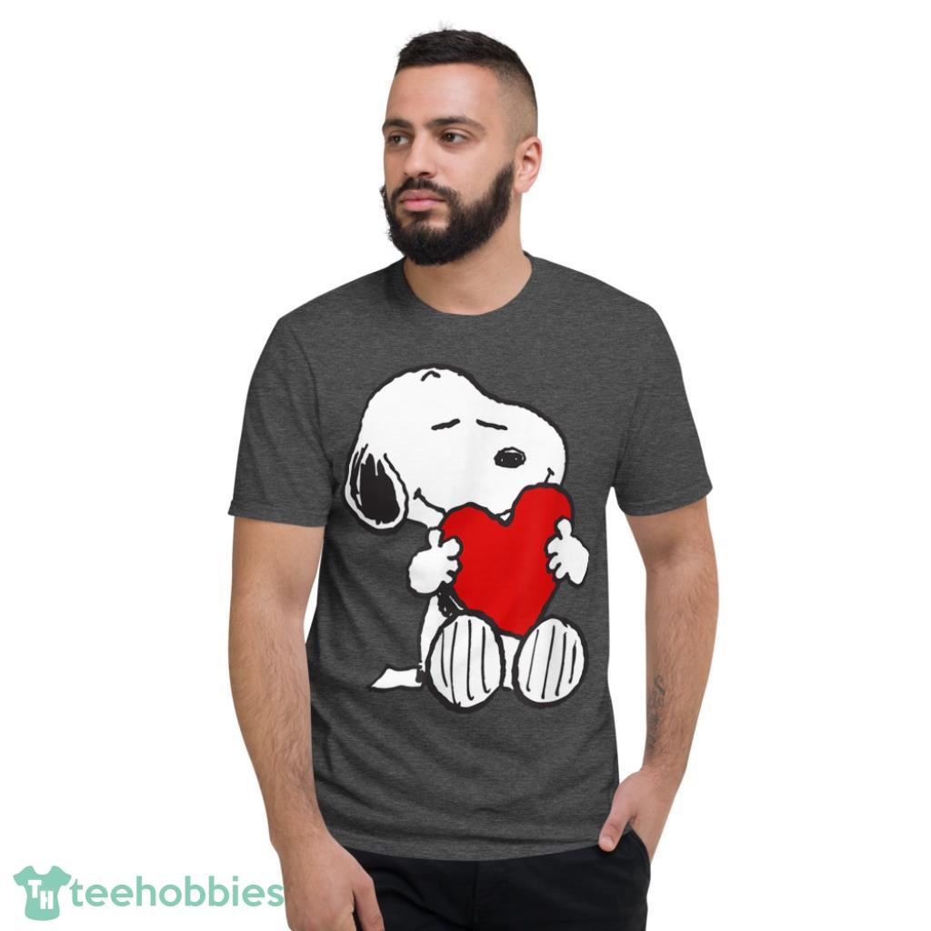 Peanuts Valentine Snoopy Hugging Heart T-Shirt - Short Sleeve T-Shirt-1
