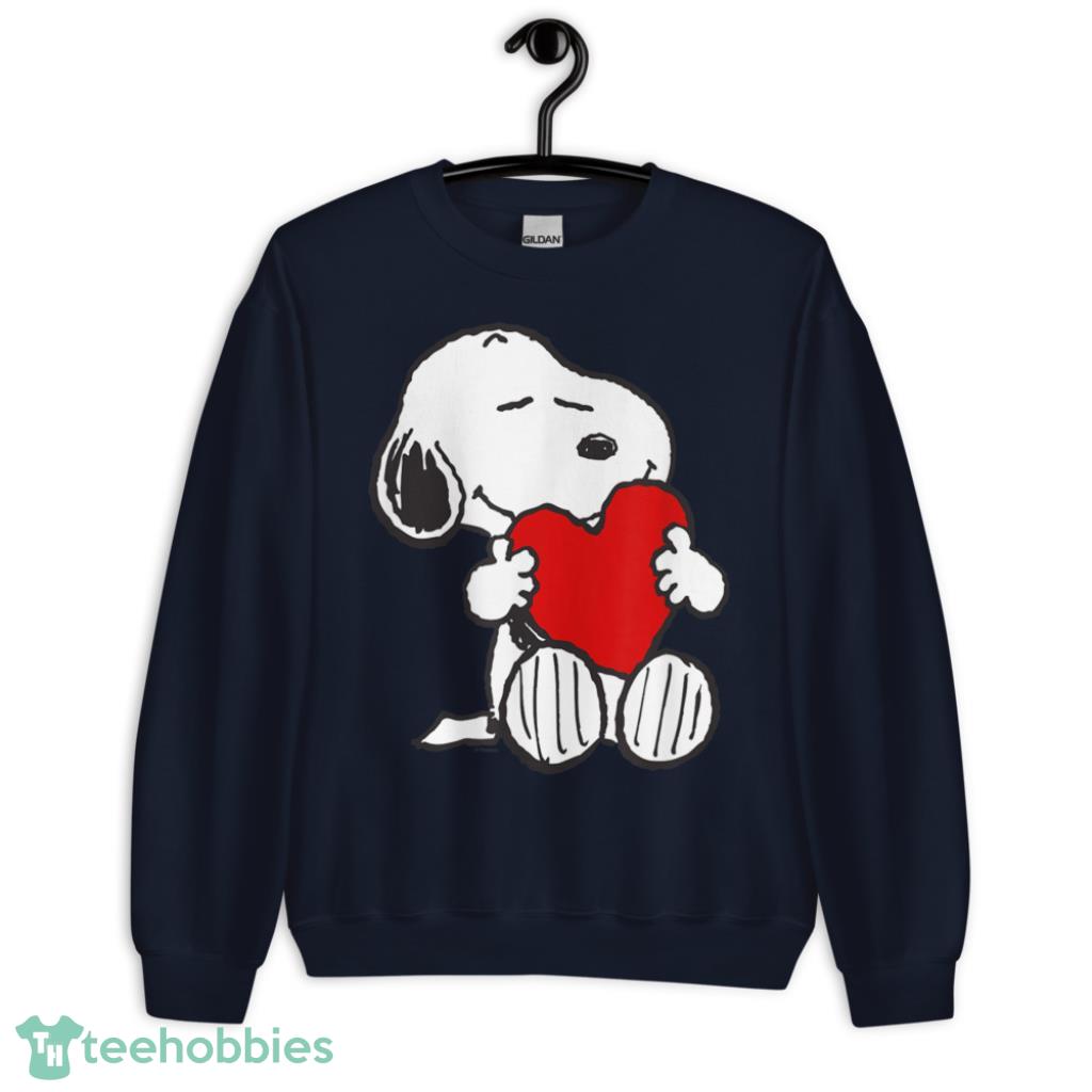 Peanuts Valentine Snoopy Hugging Heart T-Shirt - Unisex Crewneck Sweatshirt-1