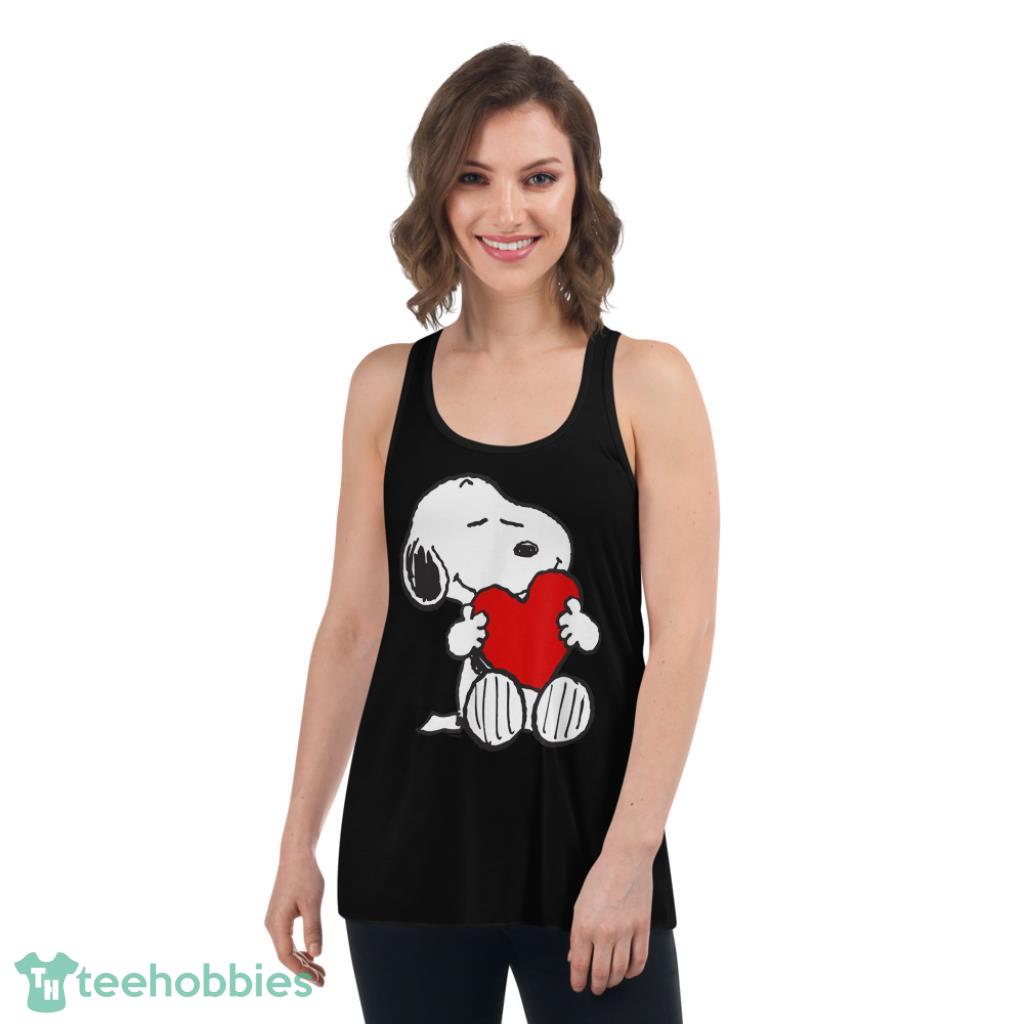 Peanuts Valentine Snoopy Hugging Heart T-Shirt - Womens Flowy Racerback Tank