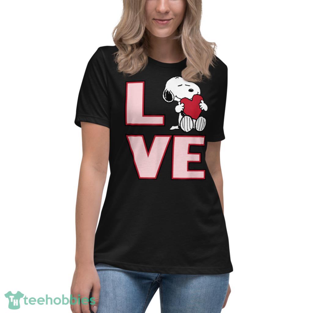 Peanuts Valentine Snoopy Love T-Shirt - Womens Relaxed Short Sleeve Jersey Tee