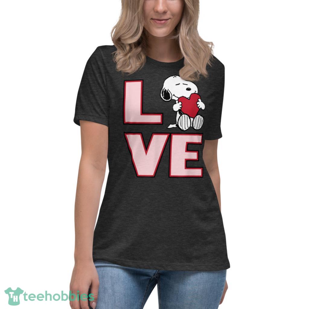 Peanuts Valentine Snoopy Love T-Shirt - Womens Relaxed Short Sleeve Jersey Tee-1
