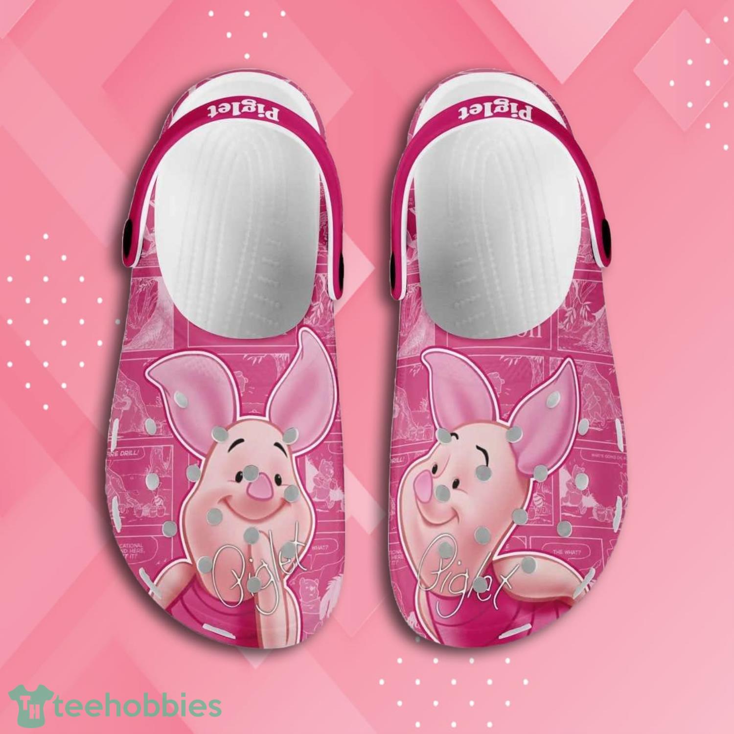 Piglet Cute Pig Pink Pattern Disney Clog Shoes Product Photo 1