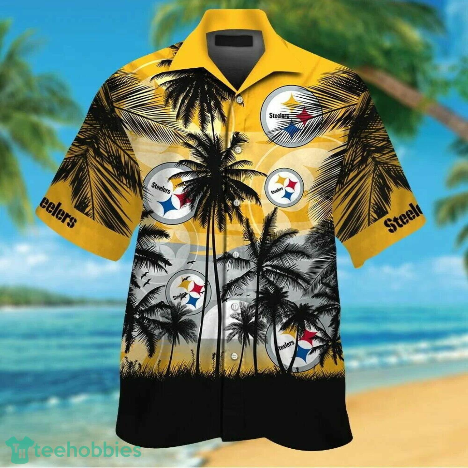 Pittsburgh Steelers Beach And Sunset Combo Hawaiian Shirt And Beach Short Product Photo 3