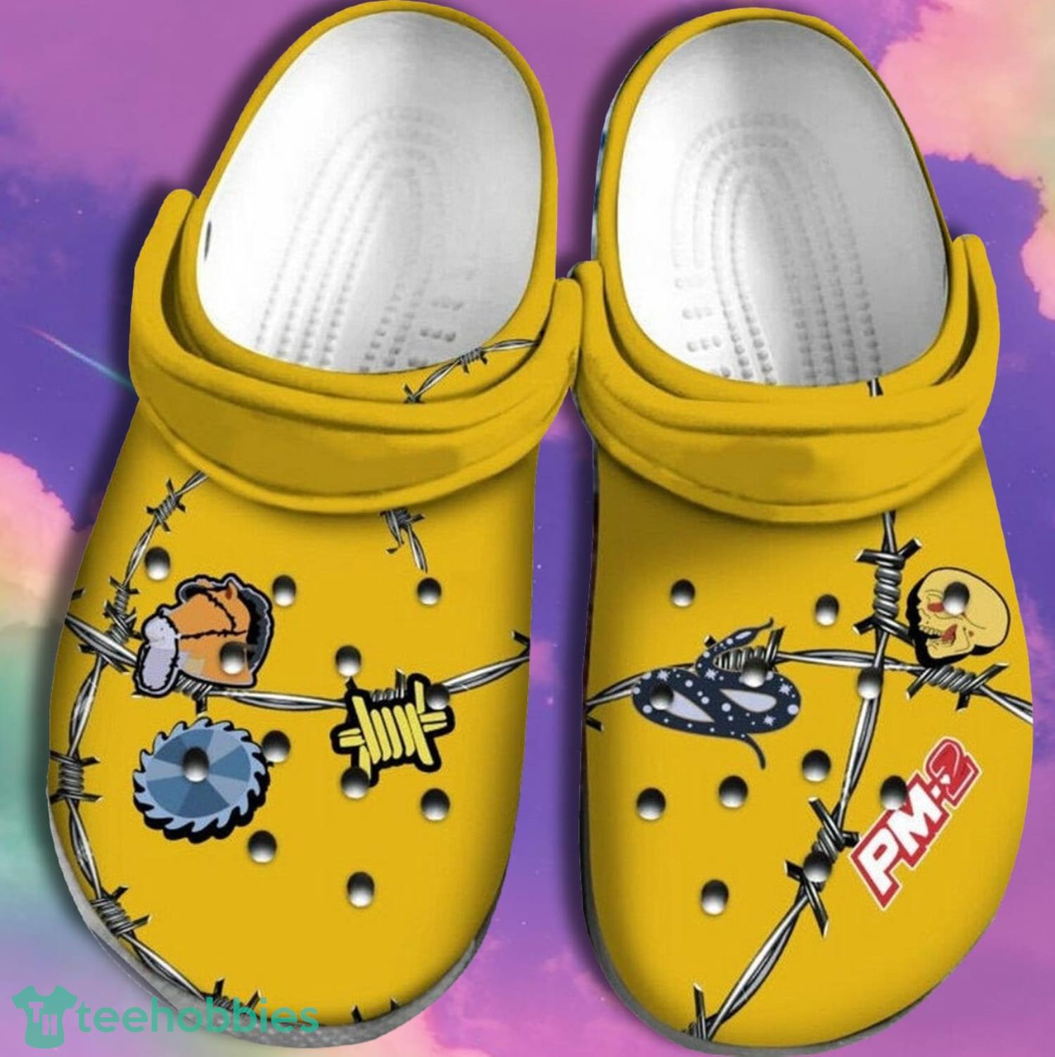 PM2 Skull Barbed Wire Yellow Clog Shoes For Men And Women Product Photo 1