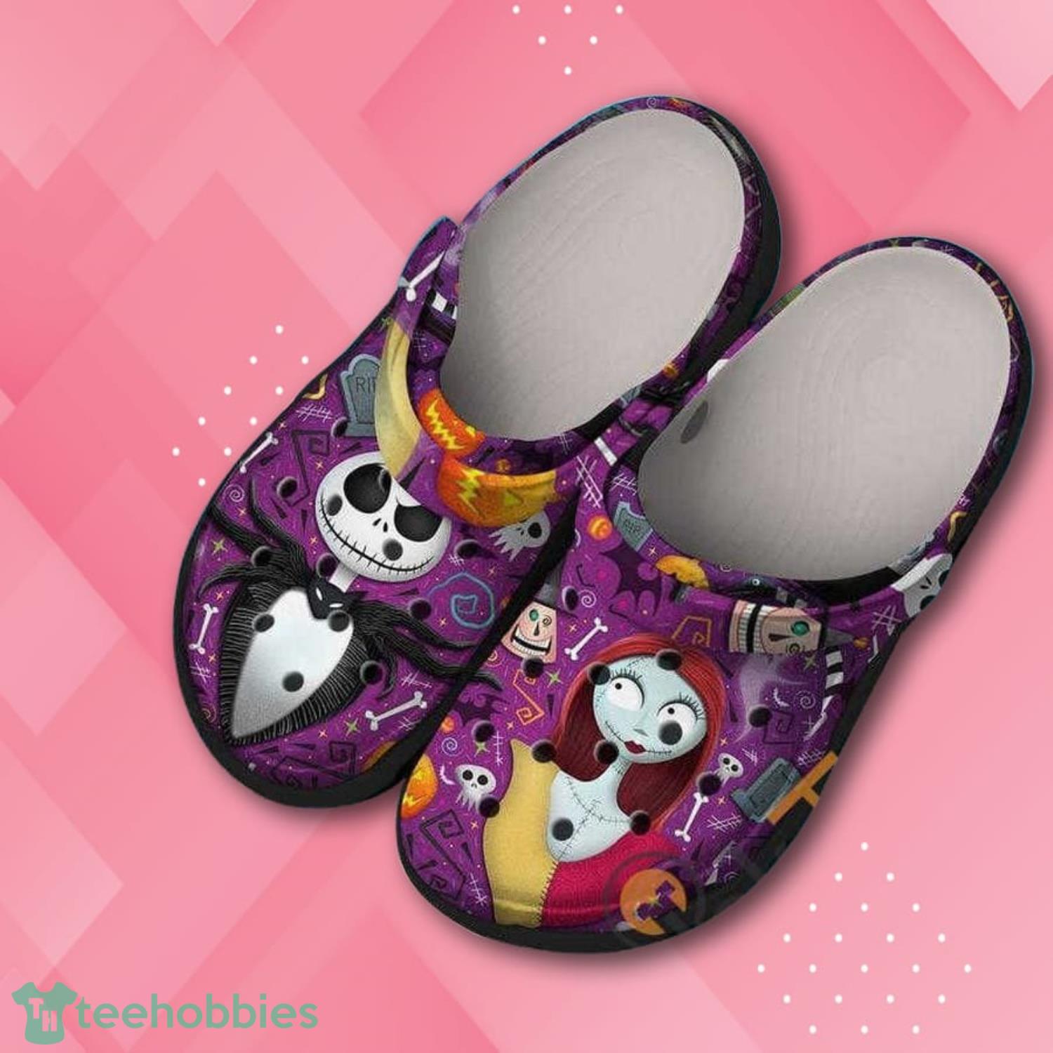 Purple Jack Skellington And Sally The Nightmare Before Christmas Movie Clog Shoes Product Photo 1