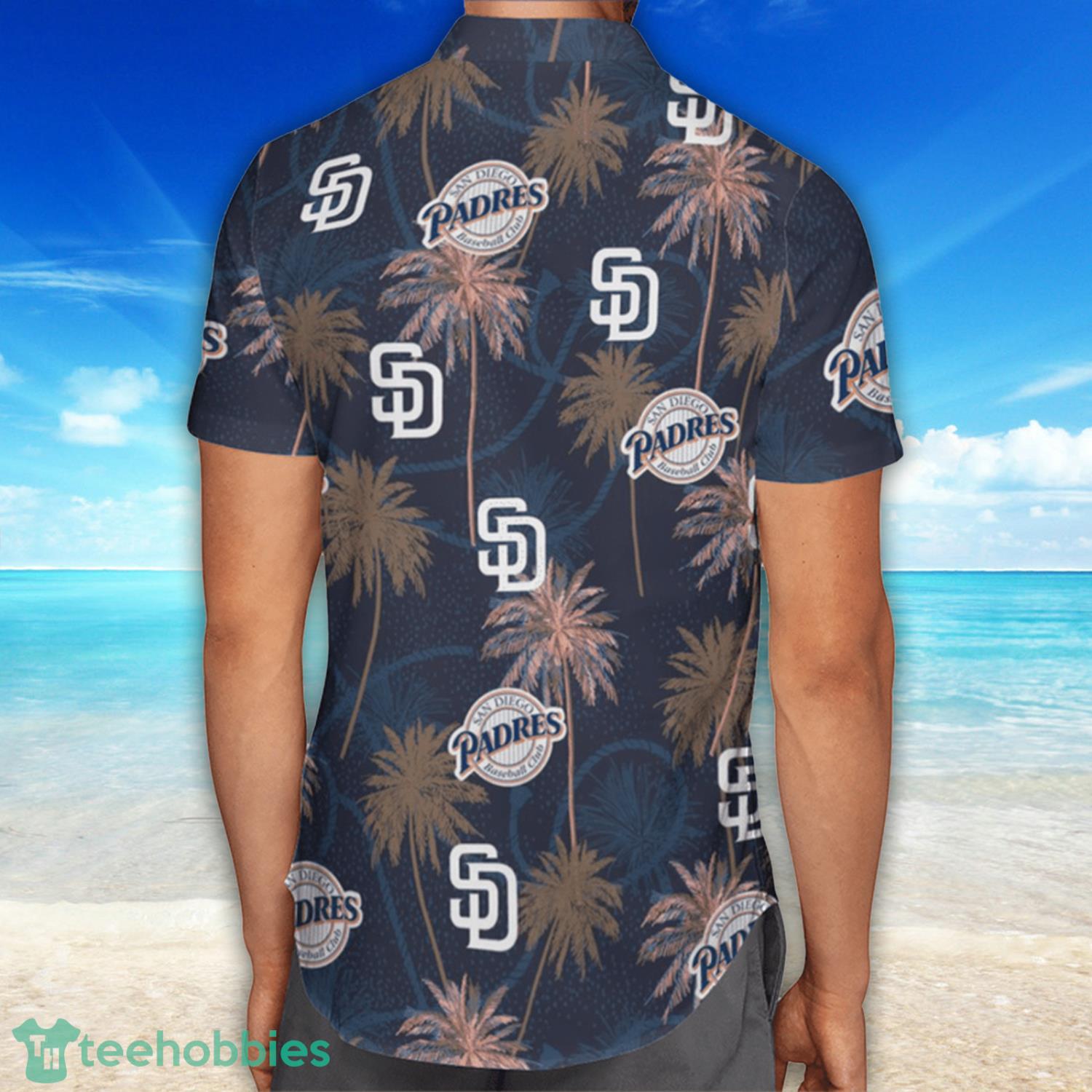 San Diego Padres Coconut Trees Patten Hawaiian Shirt Product Photo 2