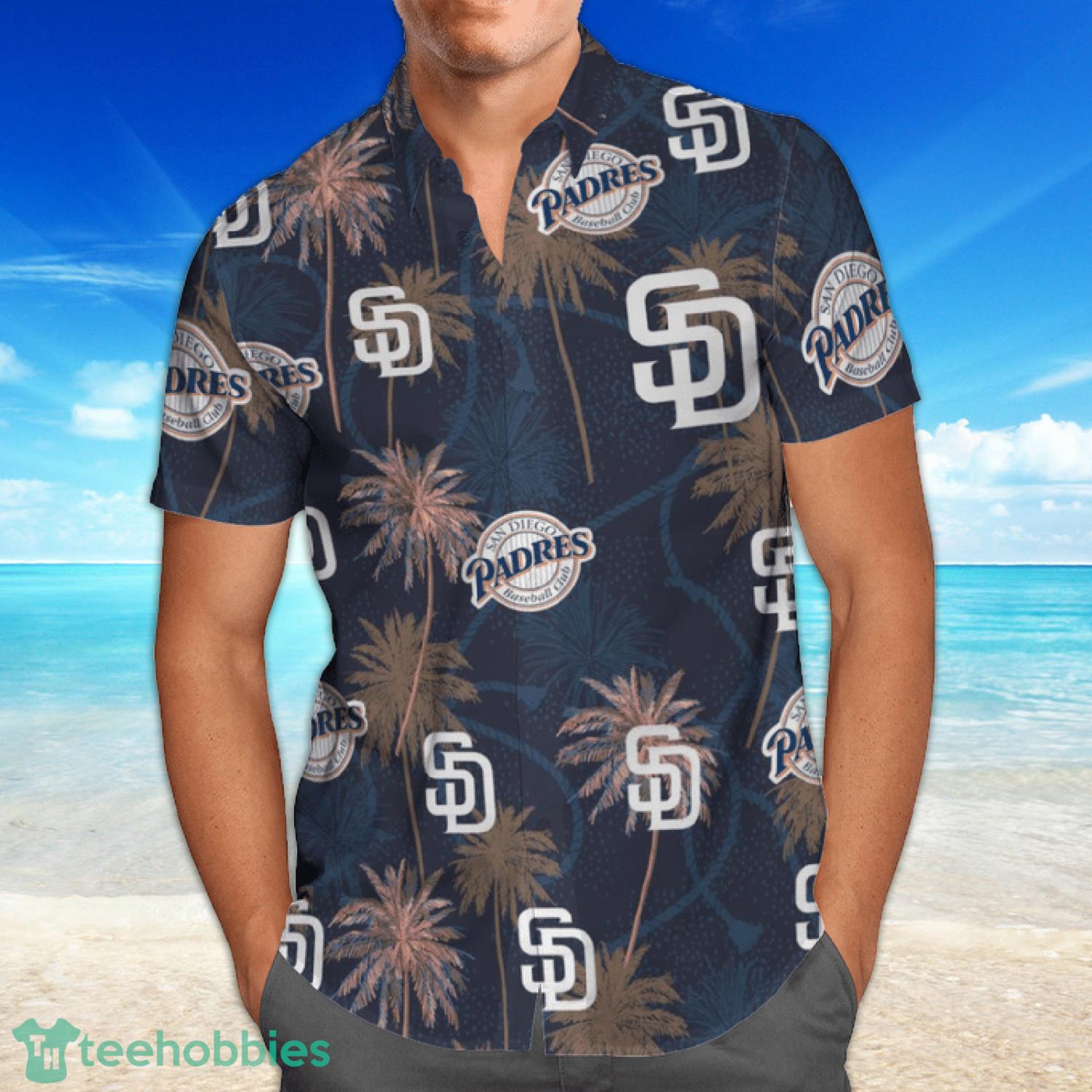 San Diego Padres Coconut Trees Patten Hawaiian Shirt Product Photo 1