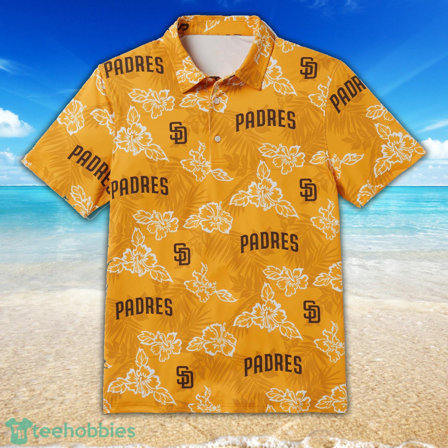 San Diego Padres Habicus Seamless Patten Yellow Hawaiian Shirt Product Photo 1