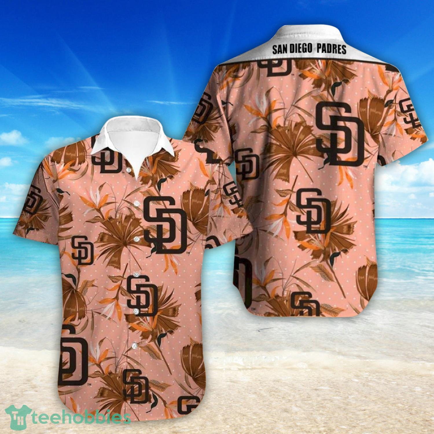 San Diego Padres Tropical Pattern Pink Hawaiian Shirt Product Photo 2