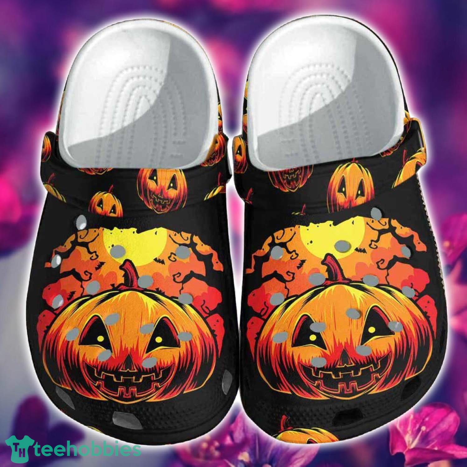 Scary Pumpkin Dark Night Halloween Clog Shoes For Men Women Product Photo 1