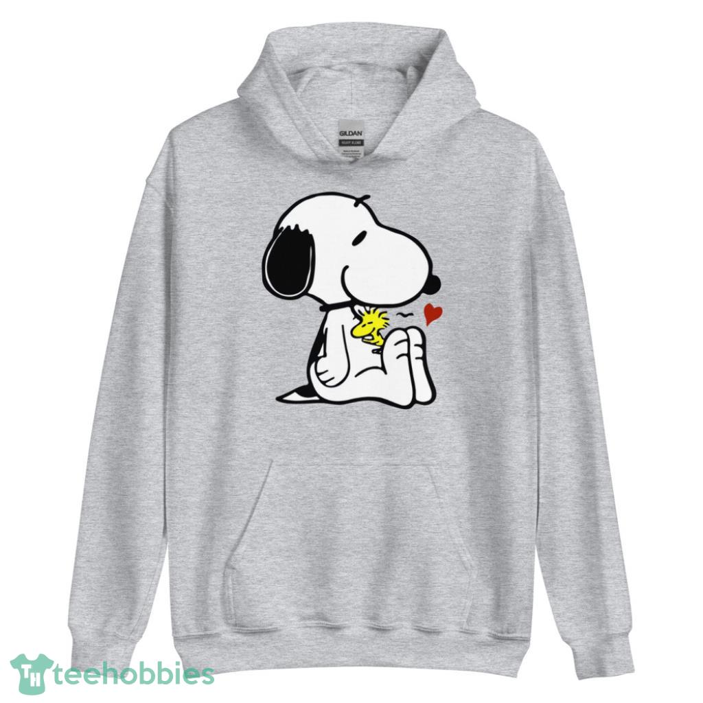 Snoopy and Woodstock Love Heart Valentines Day Shirt - Unisex Heavy Blend Hooded Sweatshirt