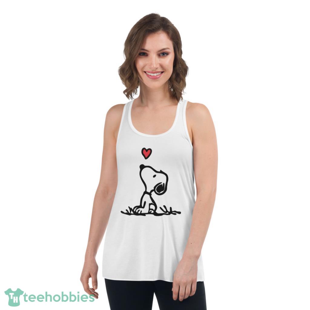 Snoopy Heart Valentines Day Shirt - Womens Flowy Racerback Tank