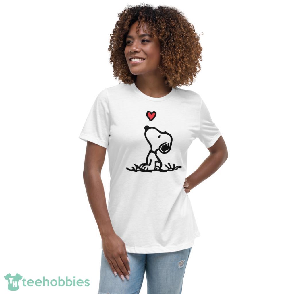 Snoopy Heart Valentines Day Shirt - Womens Relaxed Short Sleeve Jersey Tee
