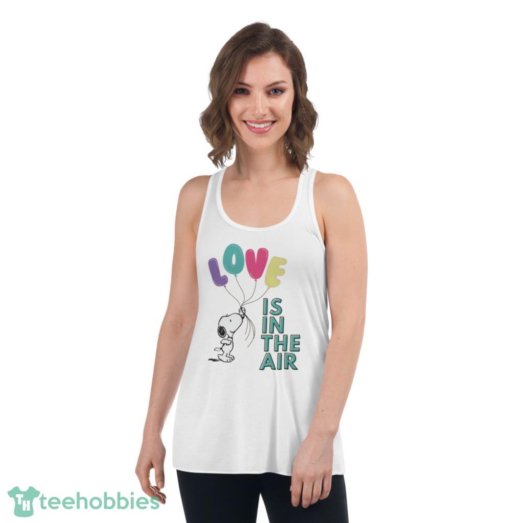 Snoopy Love Is In The Air Valentines Day Shirt - Womens Flowy Racerback Tank