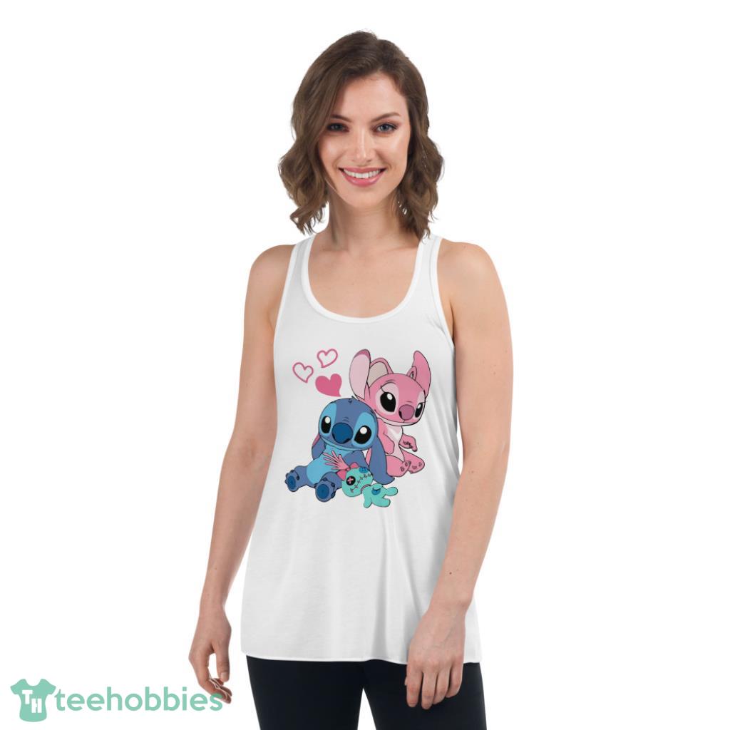 Stitch And Angel Shirt DisneyValentines Day Shirt - Womens Flowy Racerback Tank