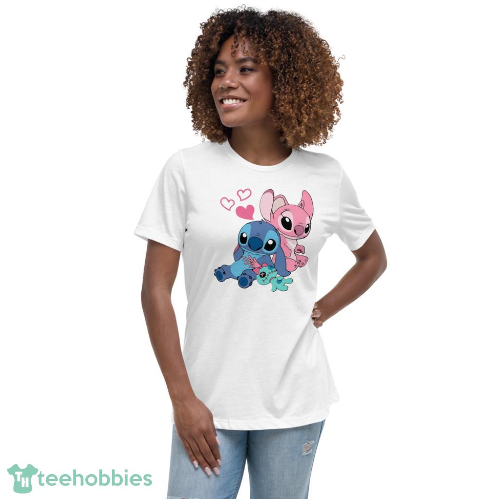 Stitch And Angel Shirt DisneyValentines Day Shirt - Womens Relaxed Short Sleeve Jersey Tee