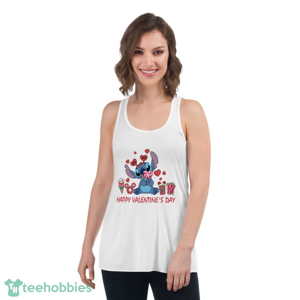 Stitch Happy Valentine Days Coupe Shirt - Womens Flowy Racerback Tank
