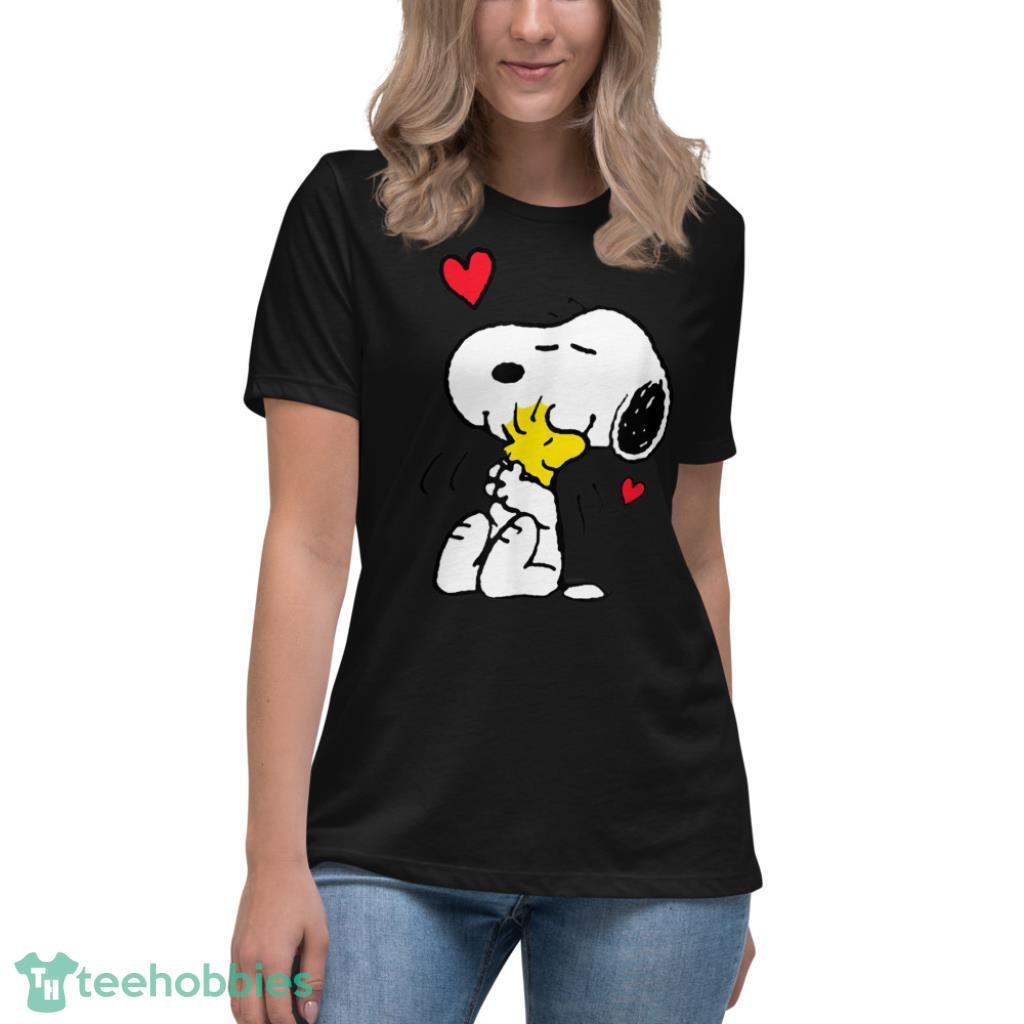 Valentine Snoopy And Woodstock Lots Of Love T-Shirt - Womens Relaxed Short Sleeve Jersey Tee