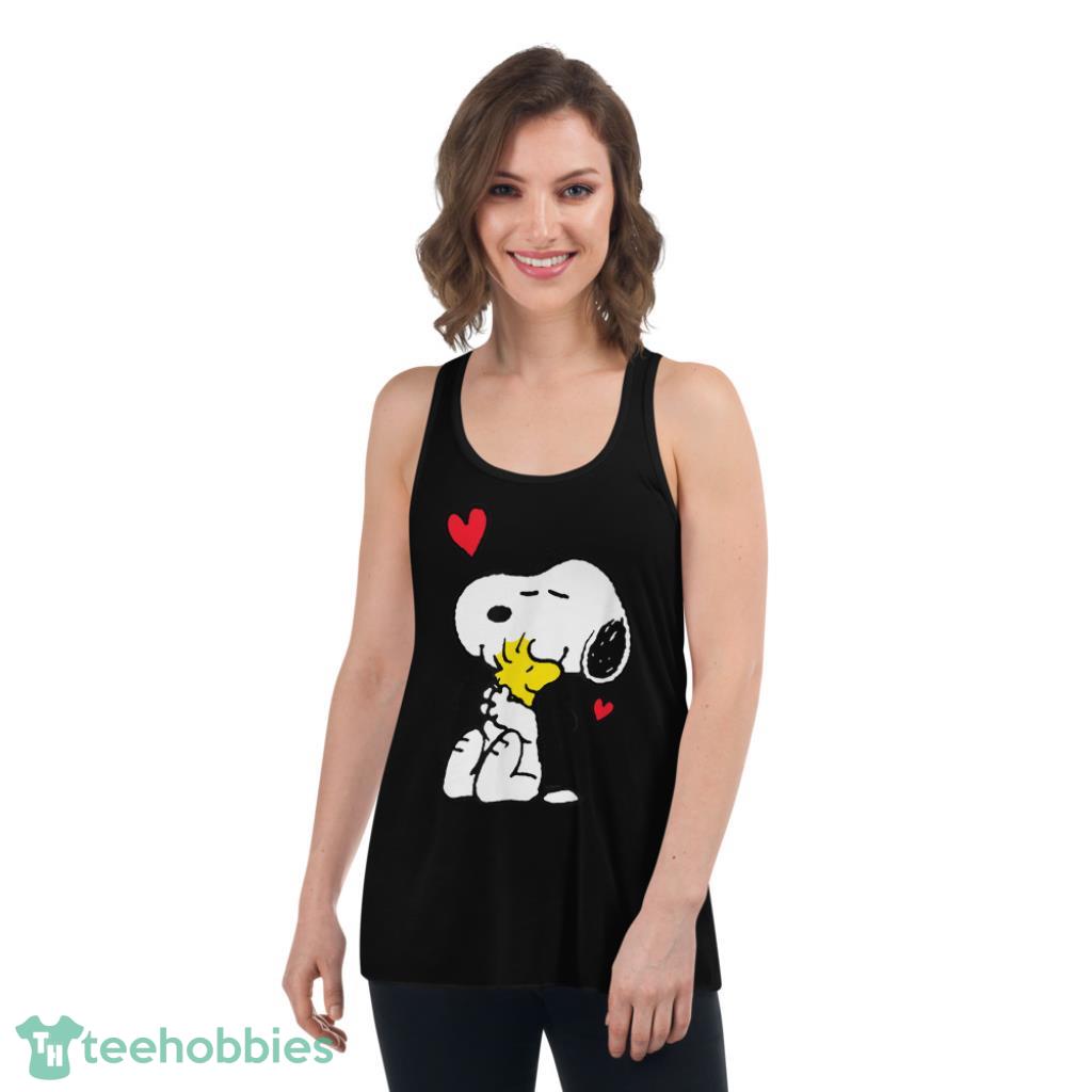  Valentine Snoopy And Woodstock Lots Of Love T-Shirt - Womens Flowy Racerback Tank