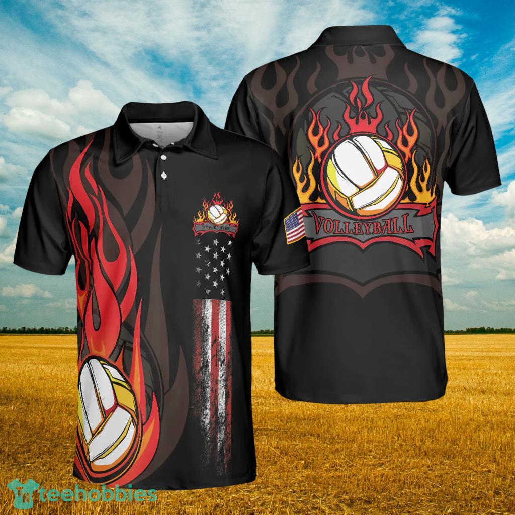 Volleyball Flame Short Sleeve Polo Shirt - Volleyball Flame Short Sleeve Polo Shirt