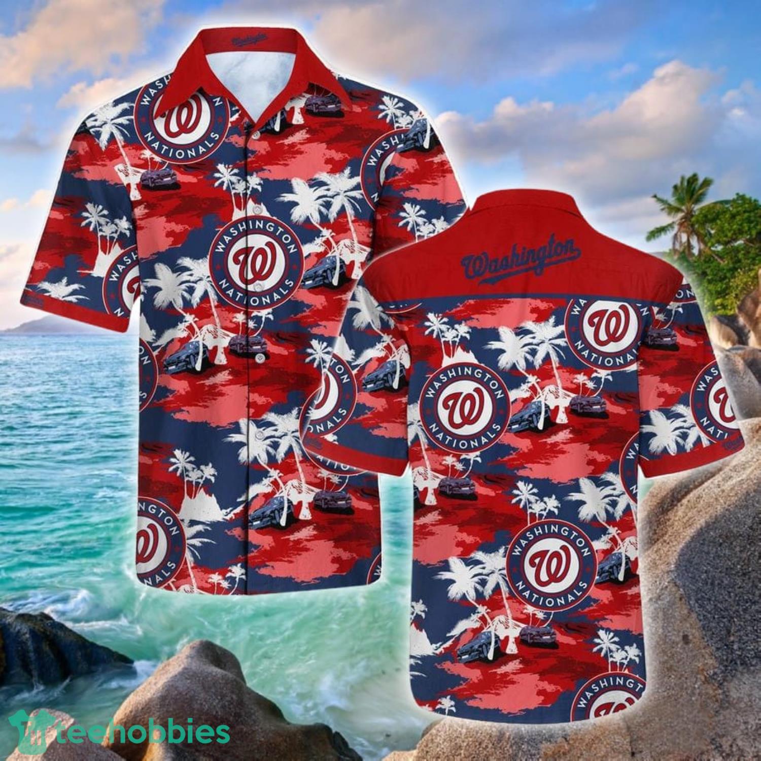 Washington Nationals Island And Plam Trees Hawaiians Shirt Product Photo 1