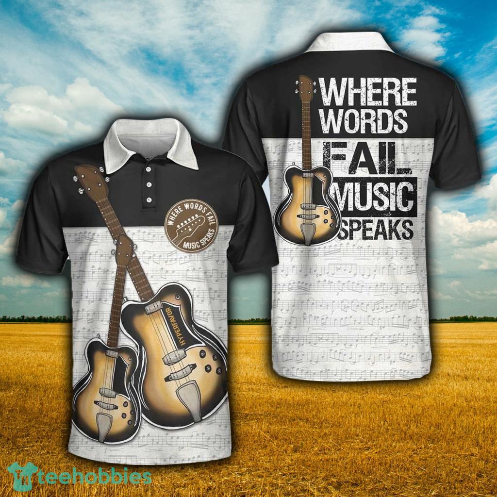 Where Words Fail Music Speaks Guitar Polo Shirt For Men - Where Words Fail Music Speaks Guitar Polo Shirt For Men