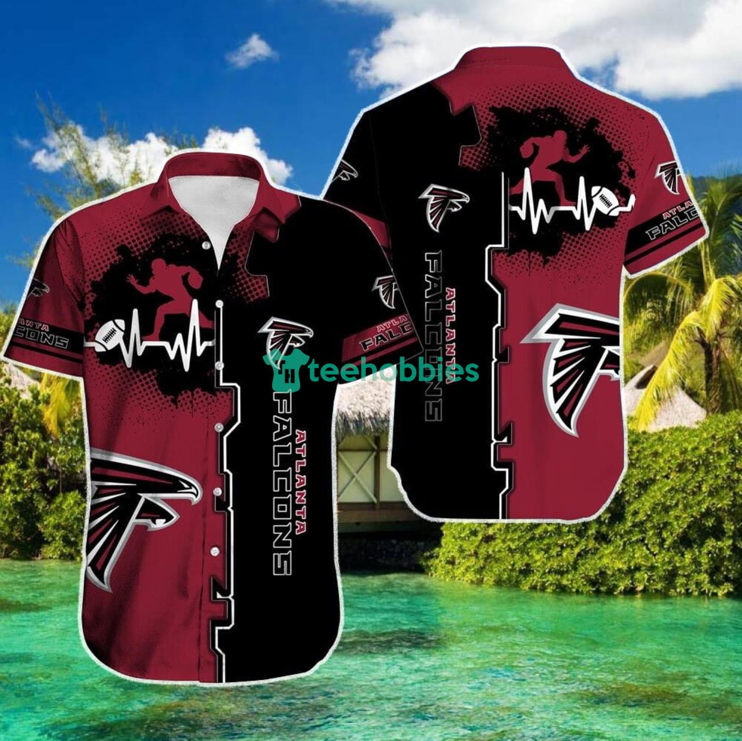 Atlanta Falcons Heartbeat Pattern Hawaiian Shirt For Sport Fans Gift