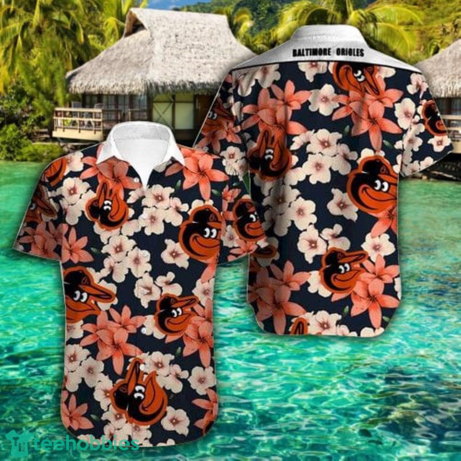 Baltimore Orioles Cute Floral Art Pattern Short Sleeve Hawaiian Shirt image Baltimore Orioles Cute Floral Art Pattern Short Sleeve Hawaiian Shirt Product Photo 2