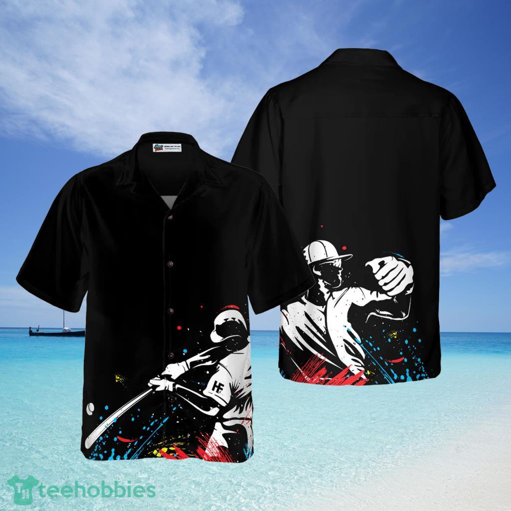 Baseball Players Silhouettes On Paintball Pattern Hawaiian Shirt For Men And Women Product Photo 1
