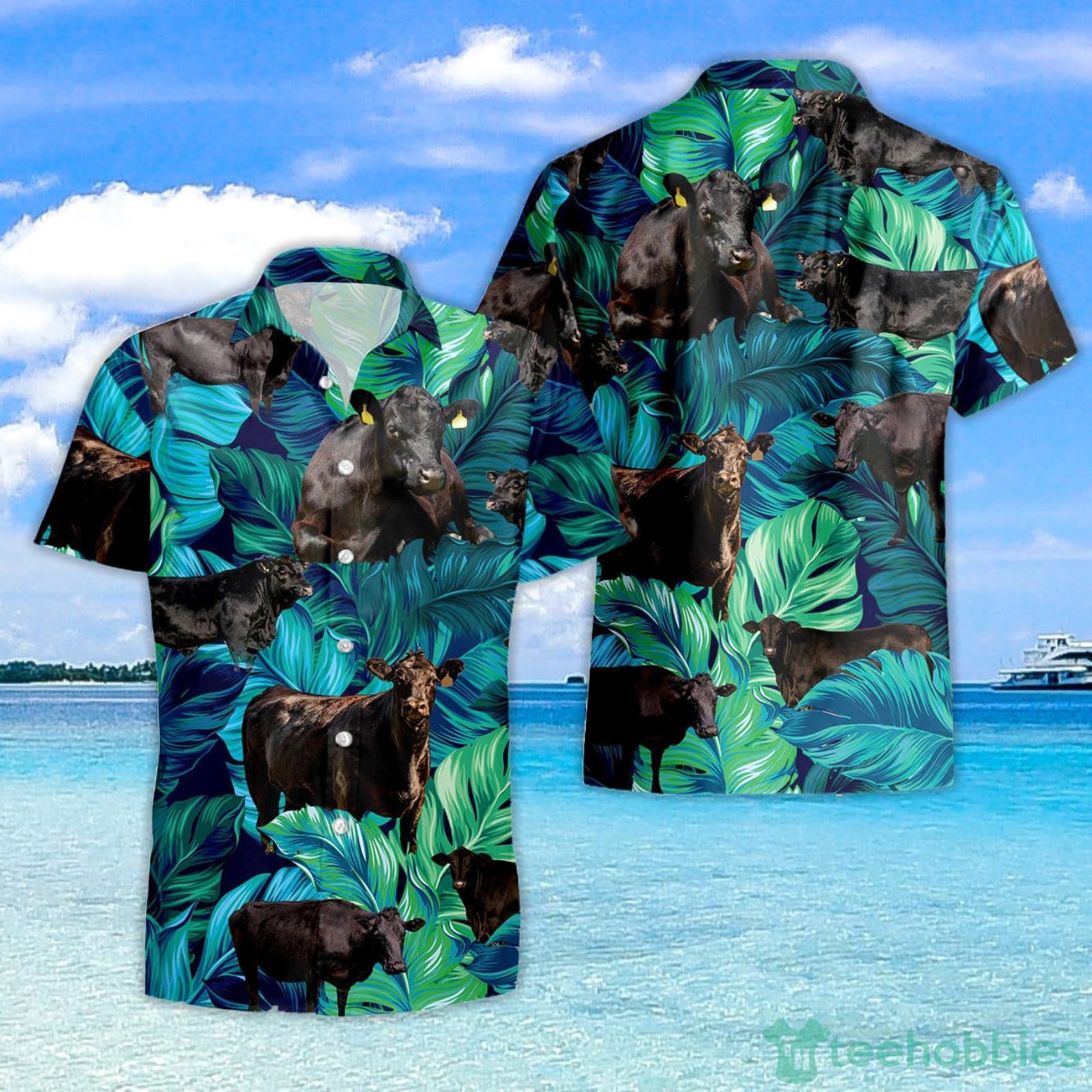 Black Angus Cattle Autumn Leaves Hawaiian Shirt For Men Women