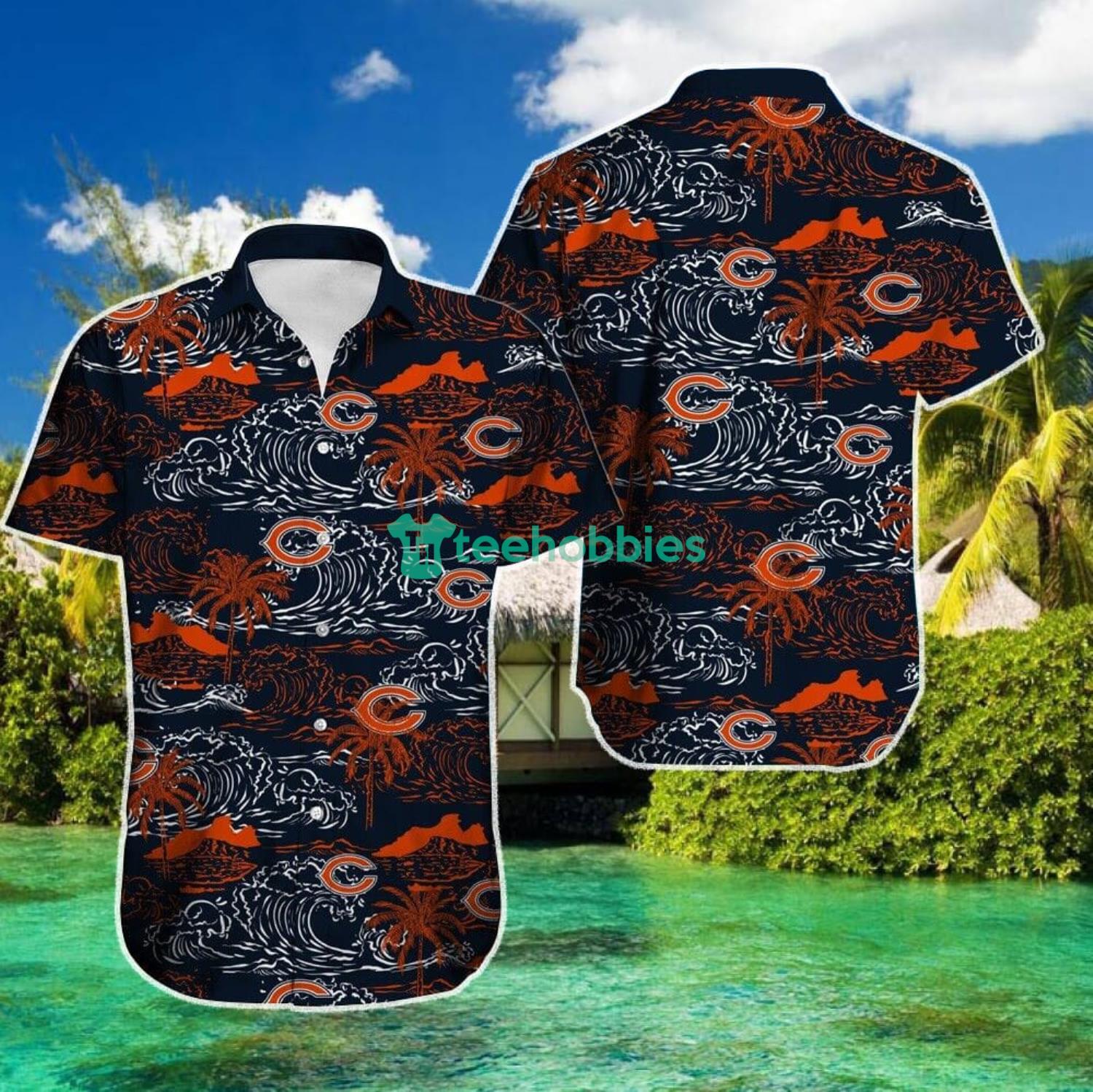 Chicago Bears Waves Pattern Hawaiian Shirt For Sport Fans Gift Product Photo 1 Chicago Bears Waves Pattern Hawaiian Shirt For Sport Fans Gift Product Photo 1
