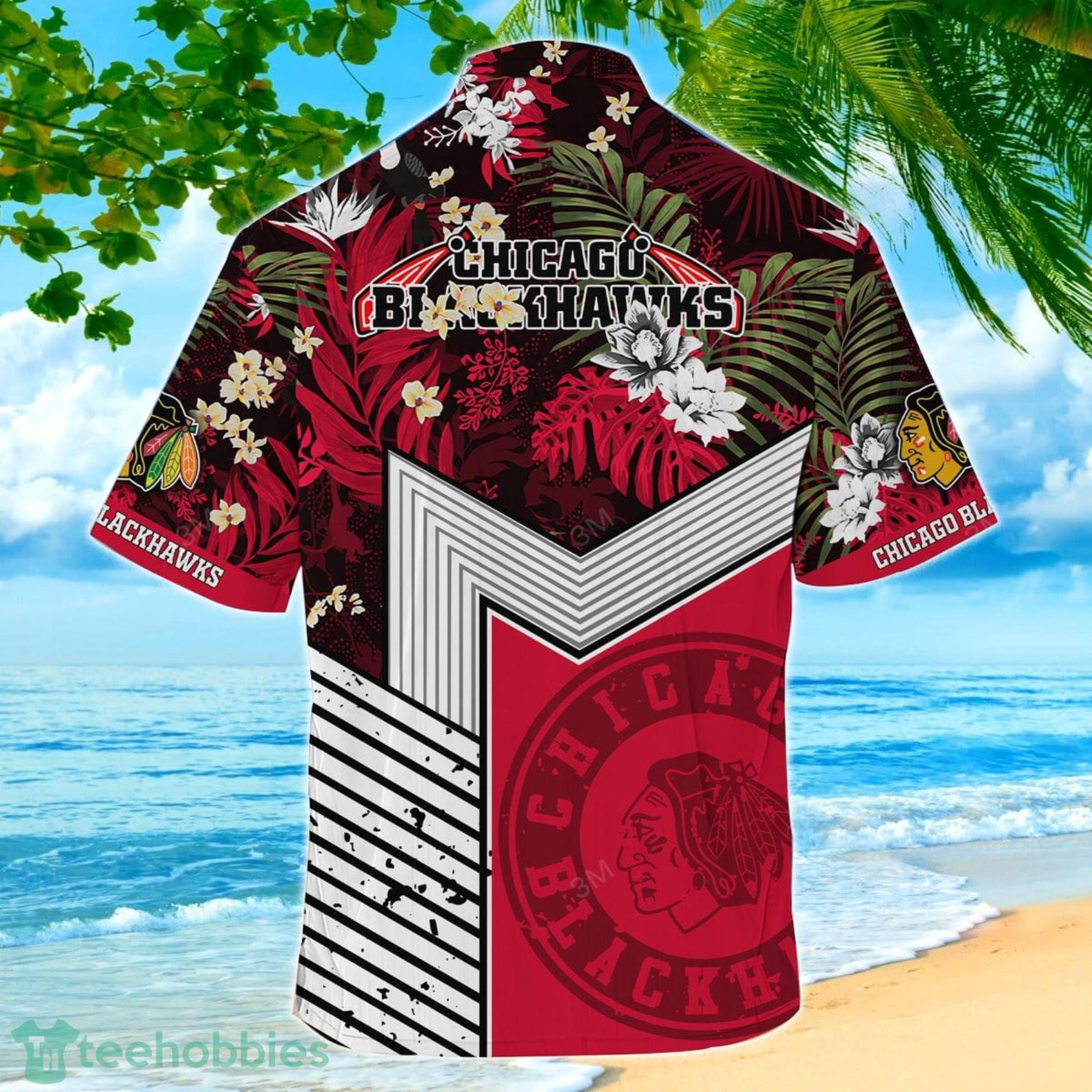 Chicago Blackhawks NHL Flower Tropical Hawaiian Shirt And Short Product Photo 3 Chicago Blackhawks NHL Flower Tropical Hawaiian Shirt And Short Product Photo 3