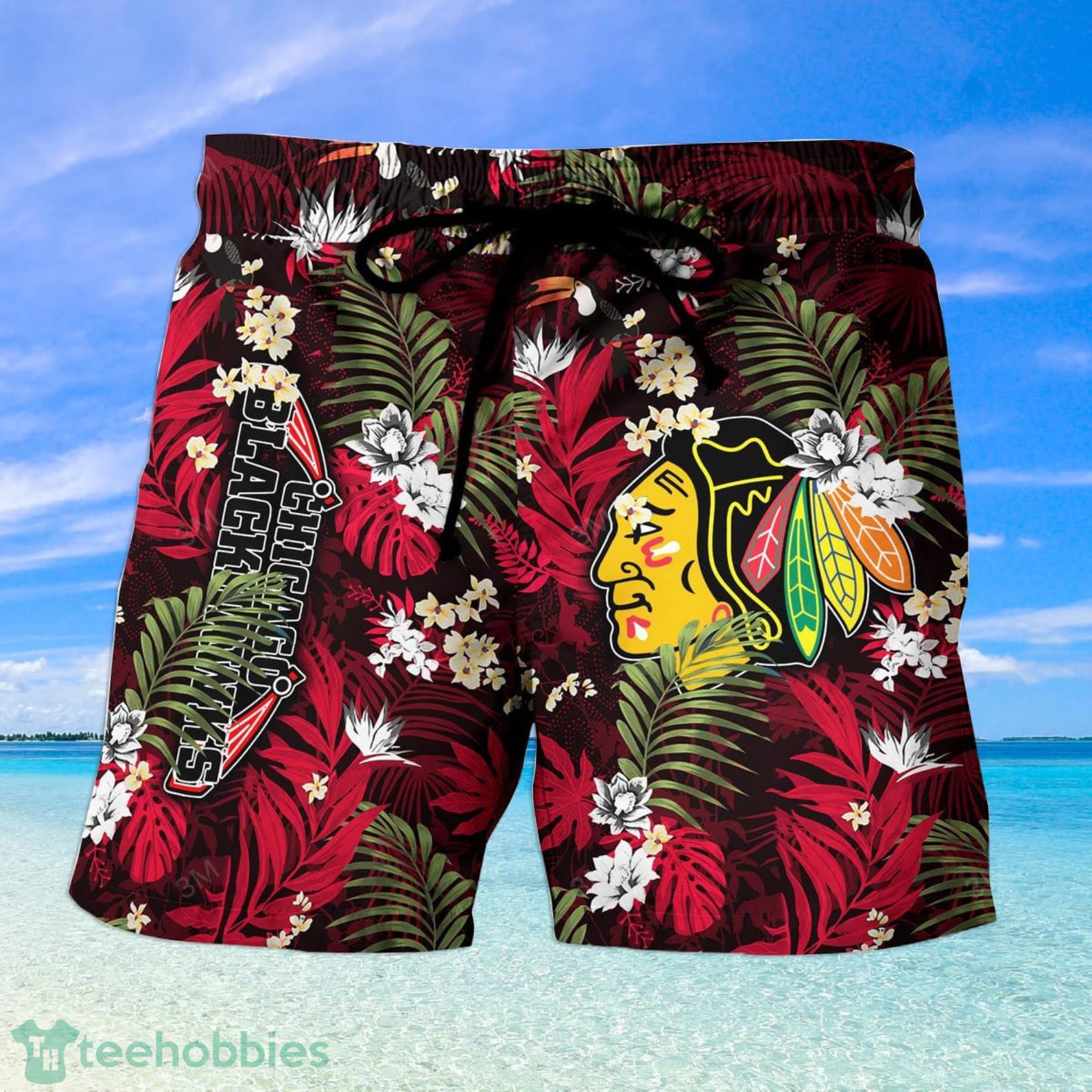 Chicago Blackhawks NHL Flower Tropical Hawaiian Shirt And Short Product Photo 4 Chicago Blackhawks NHL Flower Tropical Hawaiian Shirt And Short Product Photo 4