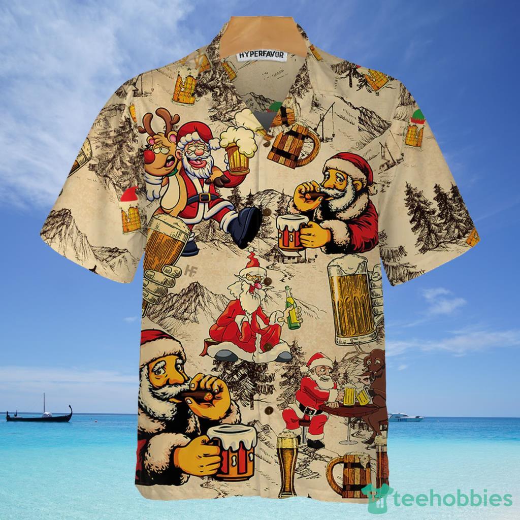 Christmas Funny Drunk Santa Claus And Beer Hawaiian Shirt For Men And Women