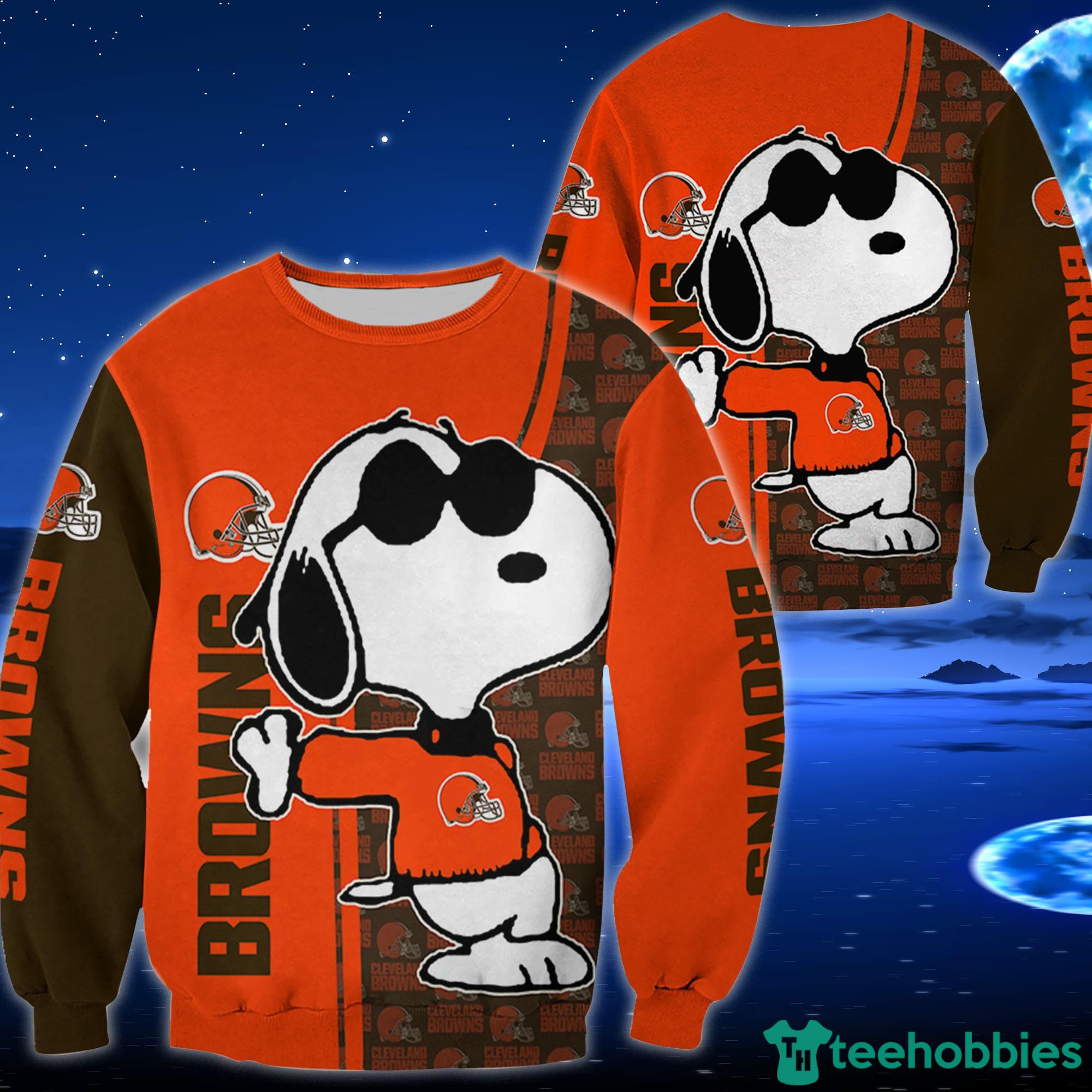 Cleveland Browns Snoopy All Over Printed 3D T-Shirt Hoodie Sweatshirt  Bomber For Sport Fans