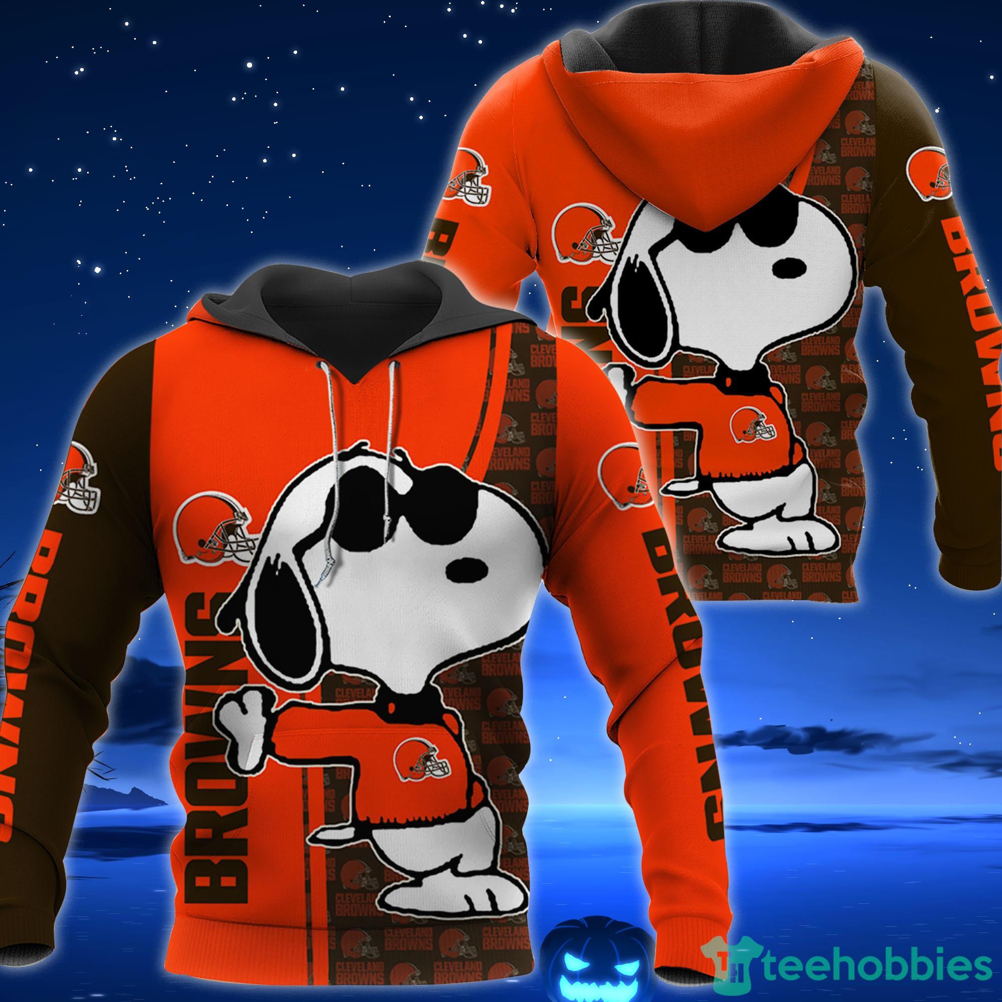 Cleveland Browns Snoopy All Over Printed 3D T-Shirt Hoodie Sweatshirt  Bomber For Sport Fans