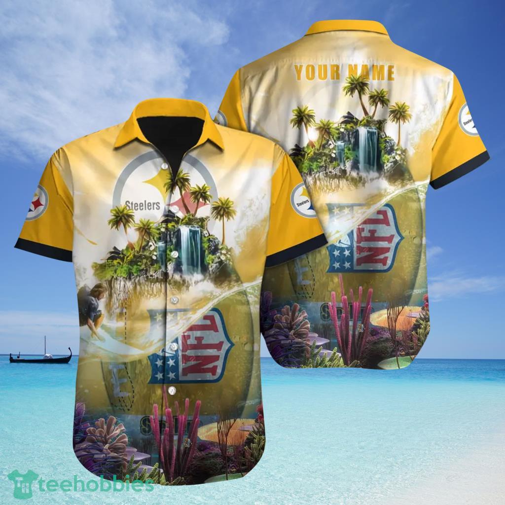 Coral Sea Custom Name Pittsburgh Steelers NFL Tropical Hawaiian Shirt For Fans - Coral Sea Custom Name Pittsburgh Steelers NFL Tropical Hawaiian Shirt For Fans Coral Sea Custom Name Pittsburgh Steelers NFL Tropical Hawaiian Shirt For Fans - Coral Sea Custom Name Pittsburgh Steelers NFL Tropical Hawaiian Shirt For Fans