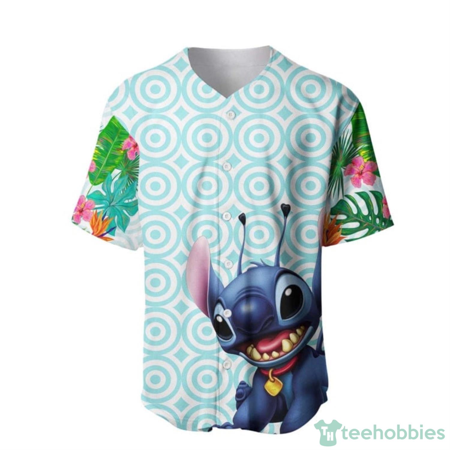 Custom Name And Number Hawaiian Stitch Flowery Pattern Cartoon Lover All  Over Print Baseball Jersey Shirt