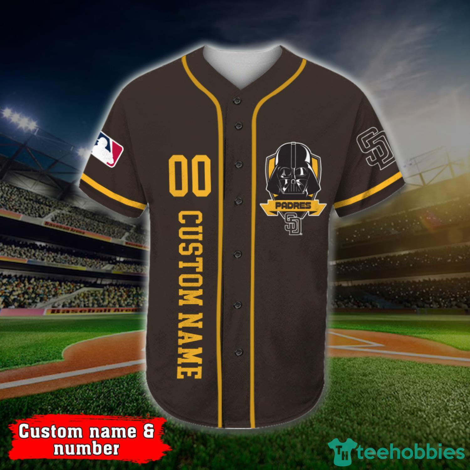 Custom Name And Number San Diego Padres Darth Vader Star Wars Baseball Jersey  Shirt Brown