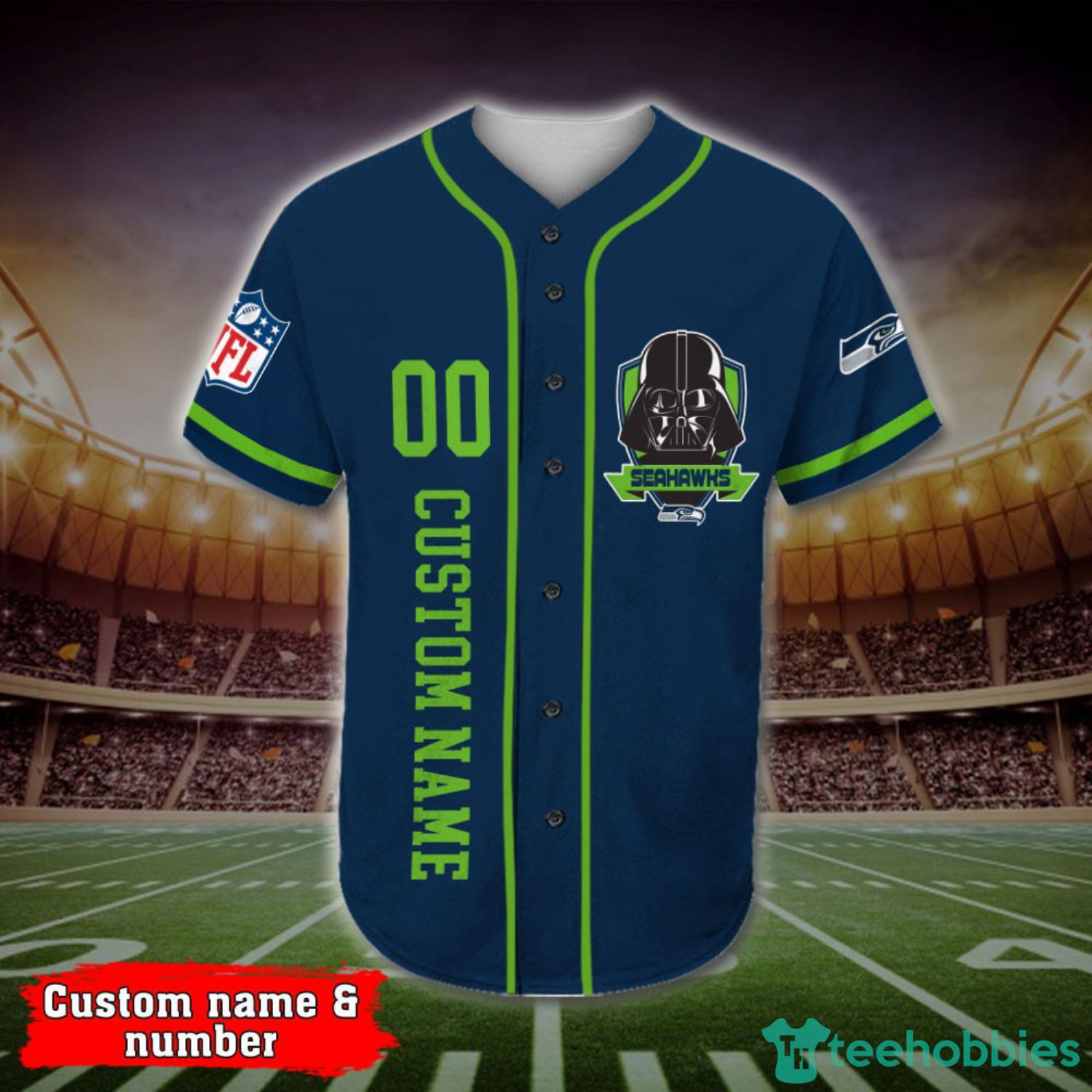 Custom Name And Number Seattle Seahawks Darth Vader Star Wars Baseball  Jersey Shirt