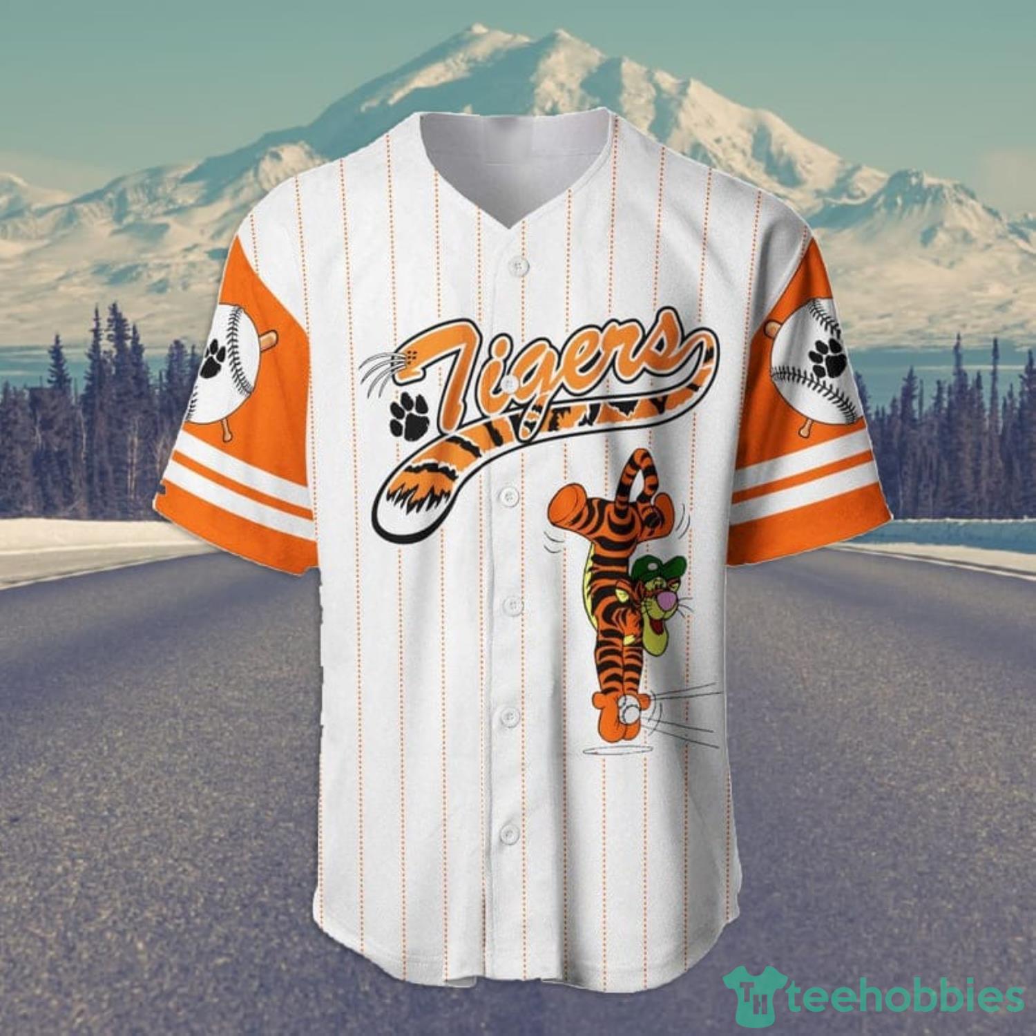 Custom Name And Number Tigger Tiger Winnie The Pooh Cartoon Lover All Over Print Pinstripe Baseball Jersey Shirt White Product Photo 3 Custom Name And Number Tigger Tiger Winnie The Pooh Cartoon Lover All Over Print Pinstripe Baseball Jersey Shirt White Product Photo 3
