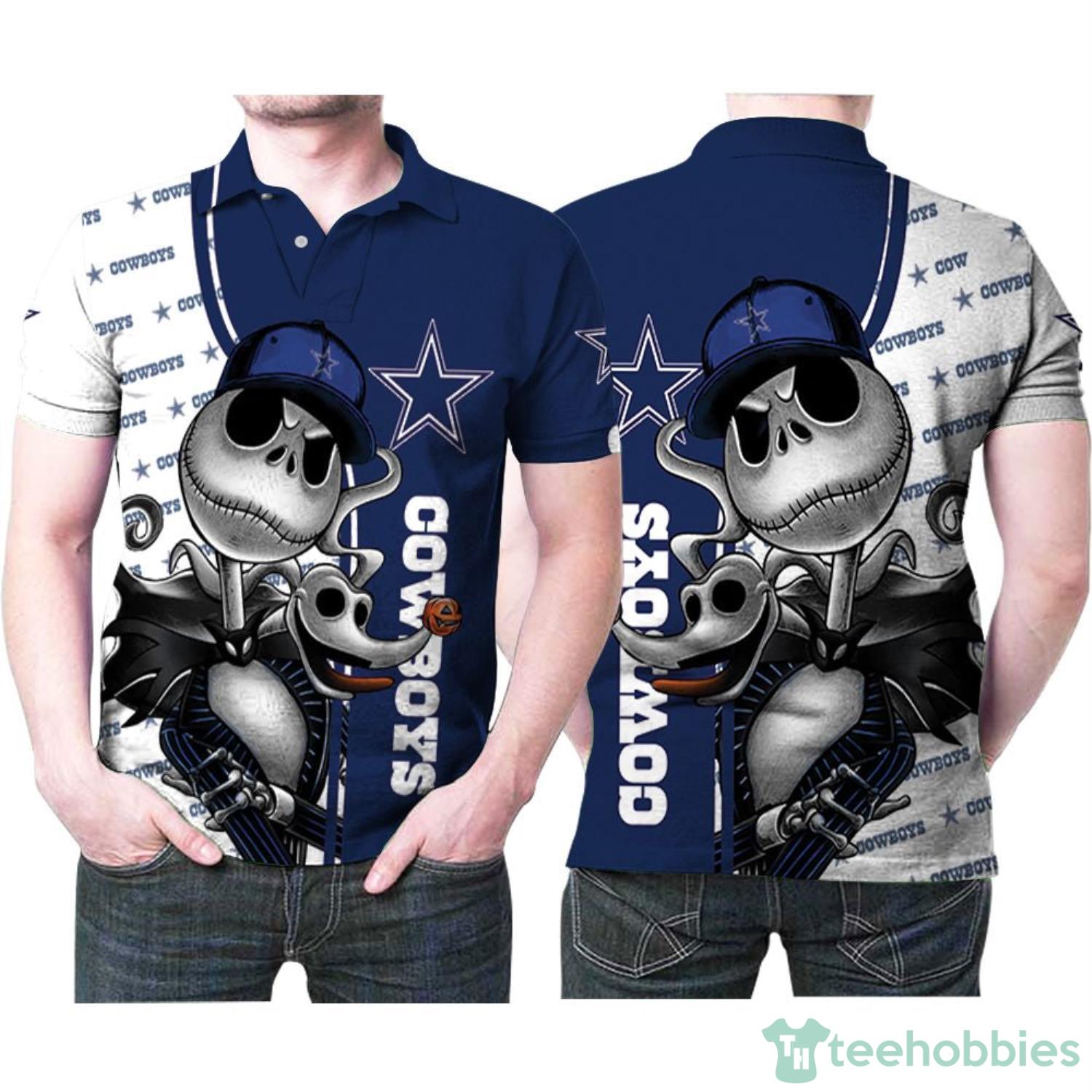 Dallas Cowboys Jack Skellington And Zero Dallas Cowboys Polo Shirt For Sport Fans Product Photo 1